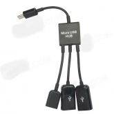 Adaptador Hub Micro USB Macho para 2 Portas USB 2.0 Fêmea 509DLRRM