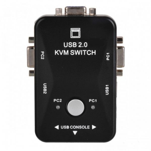 KVM Switch VGA para Mouse Keyboard Monitor Sharing 2 Portas USB
