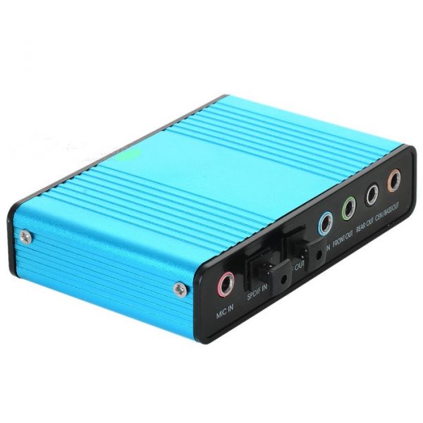 Adaptador de Som Áudio Óptico Externo para PC Notebook USB 5.1 - Azul