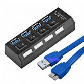 Adaptador Mini HUb USB 3.0 5 Gbps com Interruptor
