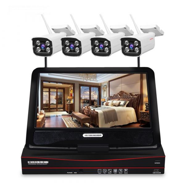 Gravador de Vídeo NVR 4CH com Câmeras IP Wi-fi Monitor 10 Polegadas 6W1G6AXW