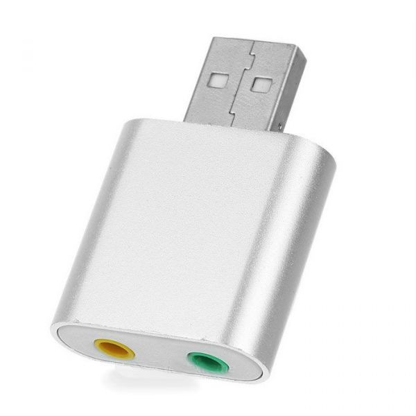 Adaptador Placa de Som Áudio 3.5mm USB 2.0 7.1 Canais - Prata