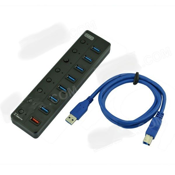 Adaptador Hub 8 Portas USB 3.0 Switch com Indicador Luminoso BYL-3018